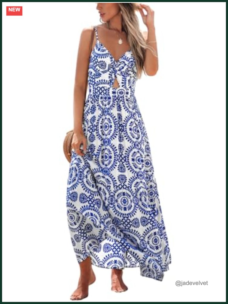 Floral Print Twisted V Neck Sleeveless Maxi Dress Rayon